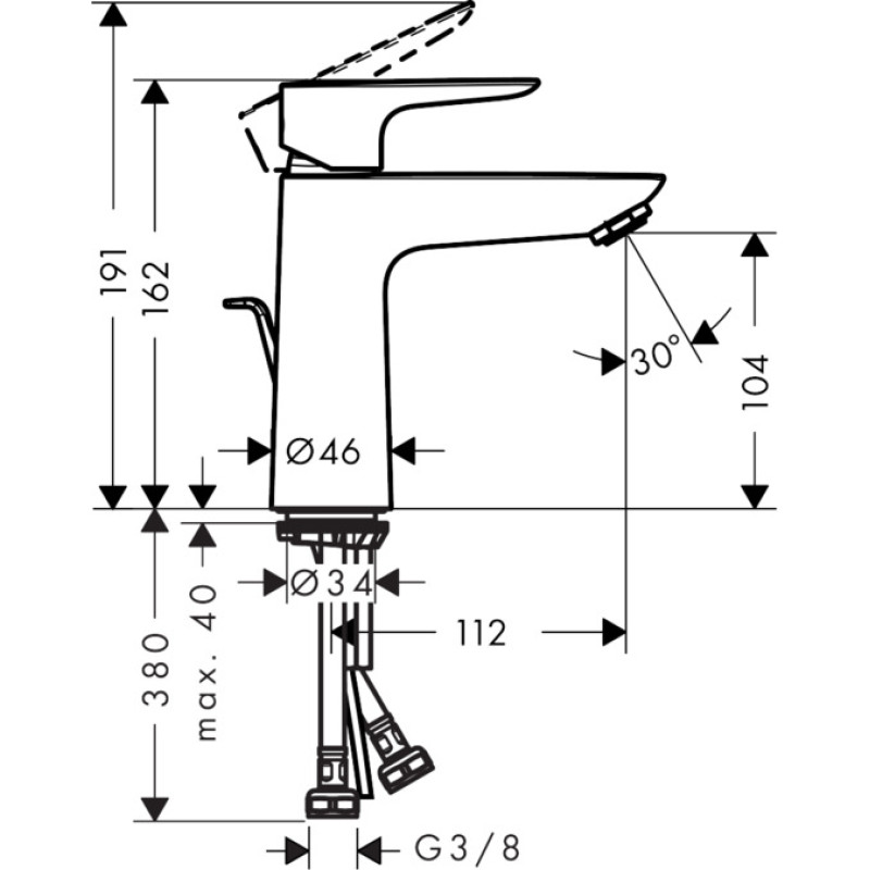 Hansgrohe Смеситель для раковины Talis E 110 с донным клапаном хром