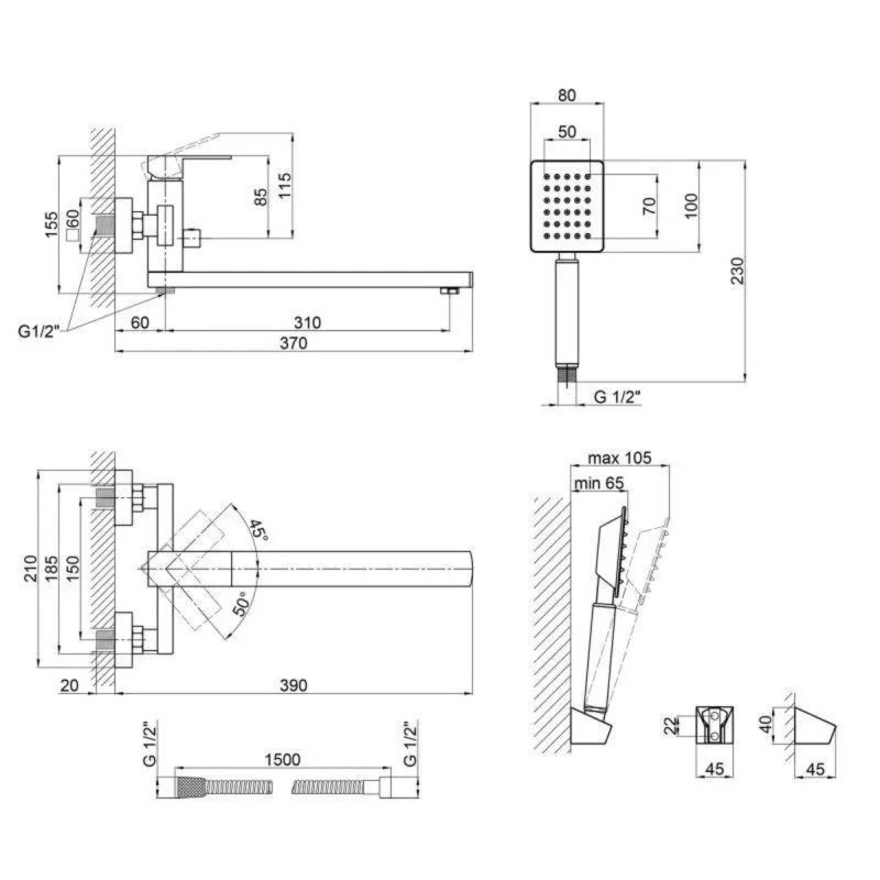 Lidz Змішувач для ванни Kubis 005 Нікель (LDKUB005NKS28537)