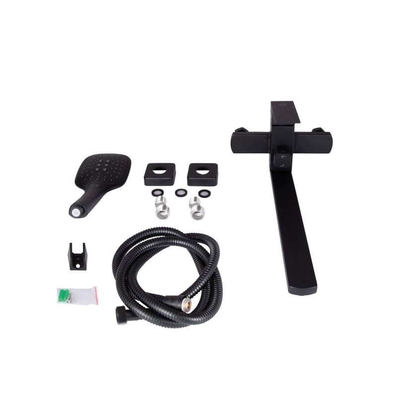 Lidz Змішувач для ванни Kubis 005 з душовим гарнітуром чорний (LDKUB005BLA43378)