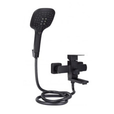 Lidz Змішувач для ванни Kubis 006 із душовим гарнітуром чорний (LDKUB006BLA43377)