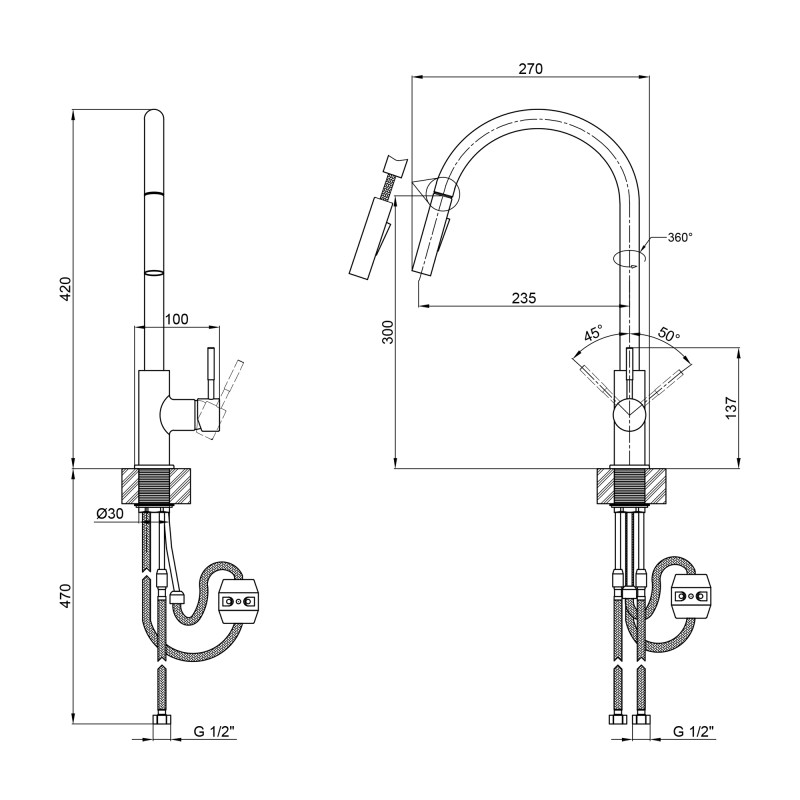 Lidz Змішувач для кухні Aria 015FL2 Нікель (LDARI015FL2NKS43397)