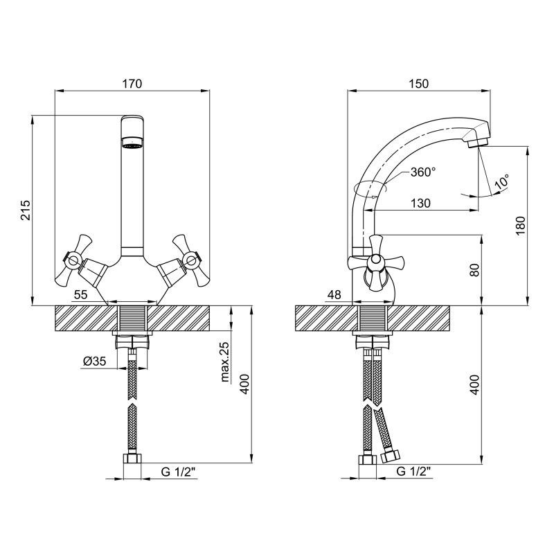 Lidz Змішувач для кухні Lamb 272F Хром (LDLAM272FCRM22018)