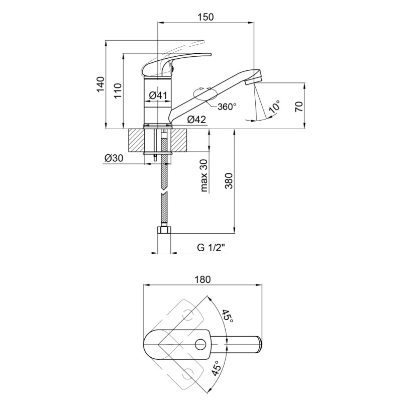 Lidz Змішувач для кухні Mars 002M Хром (LDMAR002MCRM34847)