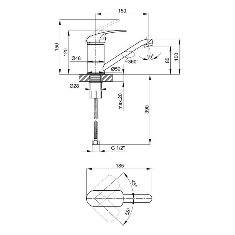 Lidz Змішувач для кухні Mars 003M Хром (LDMAR003MCRM34878)