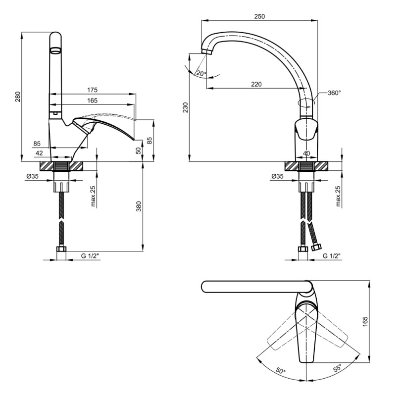 Lidz Змішувач для кухні Mars 007F Хром (LDMAR007FCRM34857)