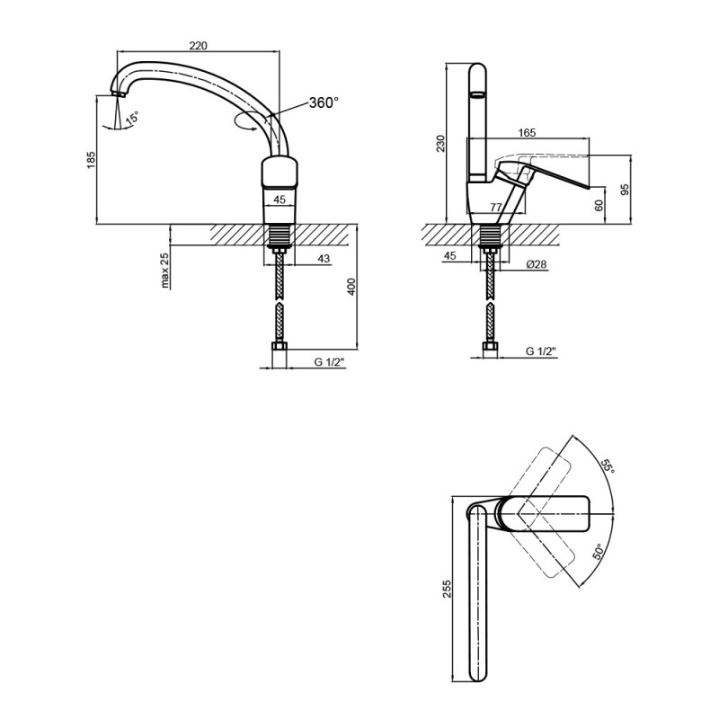 Lidz Змішувач для кухні Mars 008F Хром (LDMAR008FCRM34858)