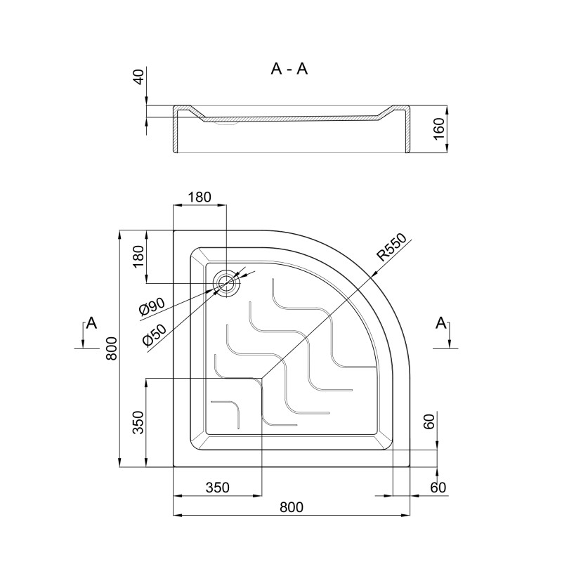 Lidz Душовий піддон Kupala ST800x800x160 (LKUST808016)