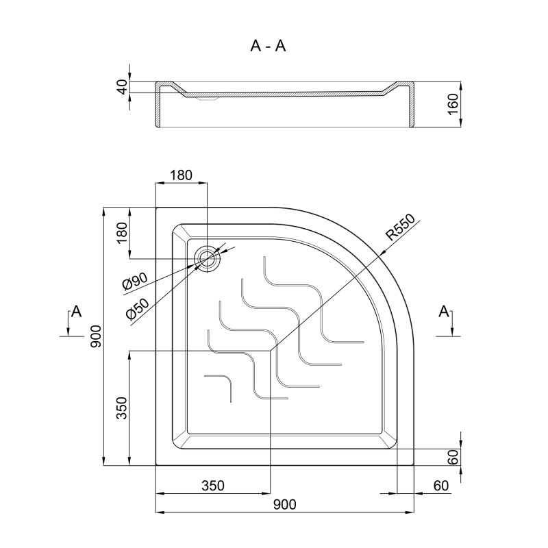 Lidz Душовий піддон Kupala ST900x900x160 (LKUST909016)
