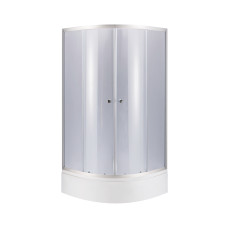 Lidz Душова кабіна Latwa SC80x80.SAT.MID.GR полукругла, скло тон. 4 мм + Душовий піддон KAPIELKA ST80x80x26, з панеллю (LLSC8080SATMIDGR2SET)