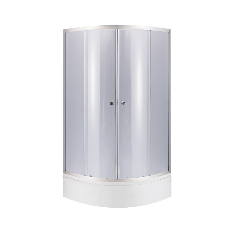 Lidz Душова кабіна Latwa SC80x80.SAT.MID.GR полукругла, скло тон. 4 мм + Душовий піддон KAPIELKA ST80x80x26, з панеллю (LLSC8080SATMIDGR2SET)