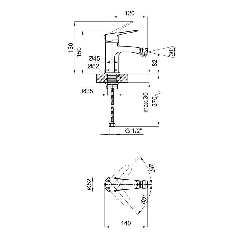 Lidz Змішувач для біде Nicole 001AF Хром (LDNIC001AFCRM35100)