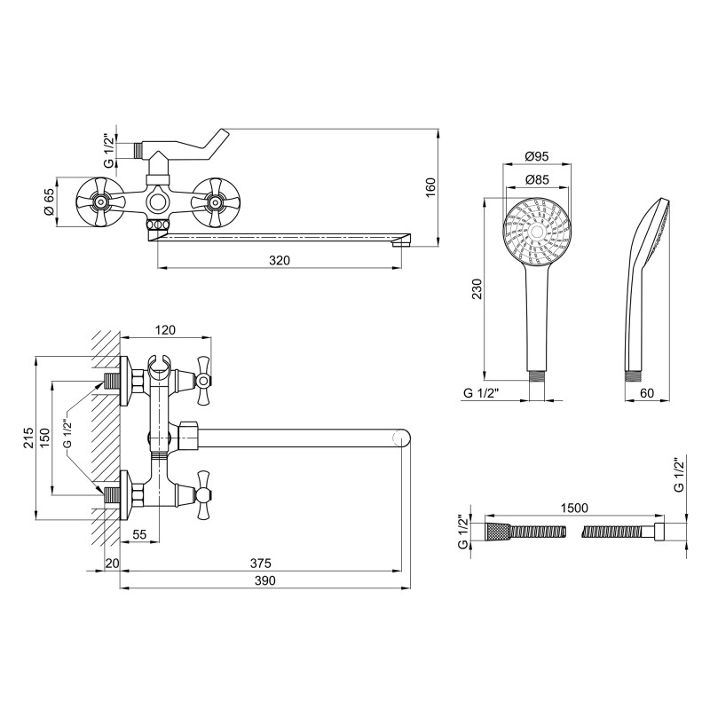 Lidz Змішувач для ванни Lamb 140 Хром (LDLAM140CRM22144)