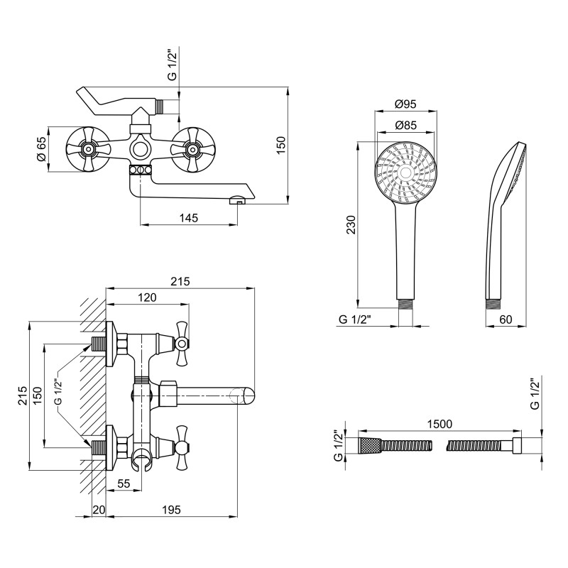 Lidz Змішувач для ванни Lamb 142 Хром (LDLAM142CRM35081)