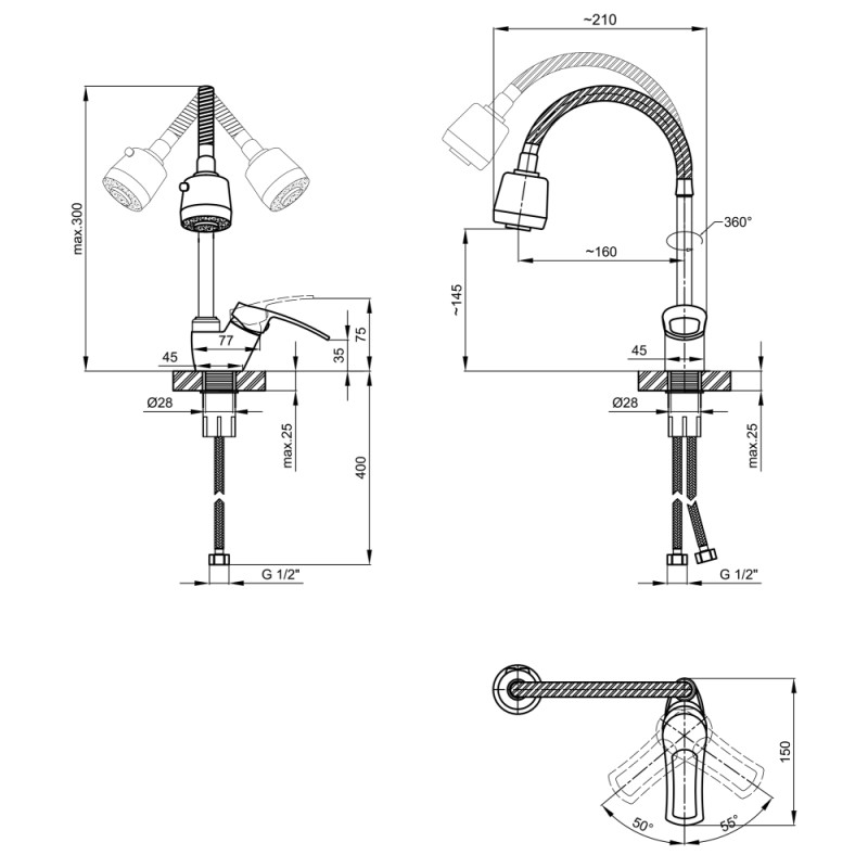 Lidz Змішувач для кухні Agata 008F4 Хром (LDAGA008F4CRM35126)