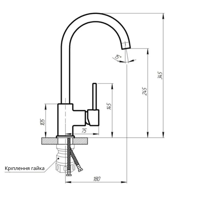 Lidz Змішувач для кухні Aria 015F Нікель (LDARI015FNKS21689)