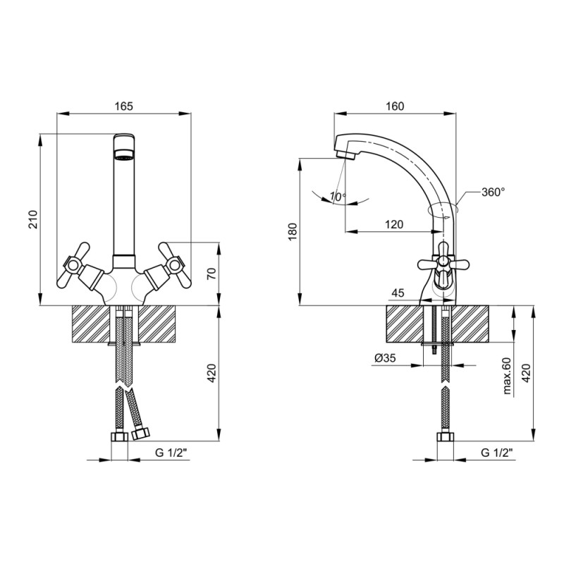 Lidz Змішувач для кухні Dominox 272 Хром (LDDOM272CRM35537)