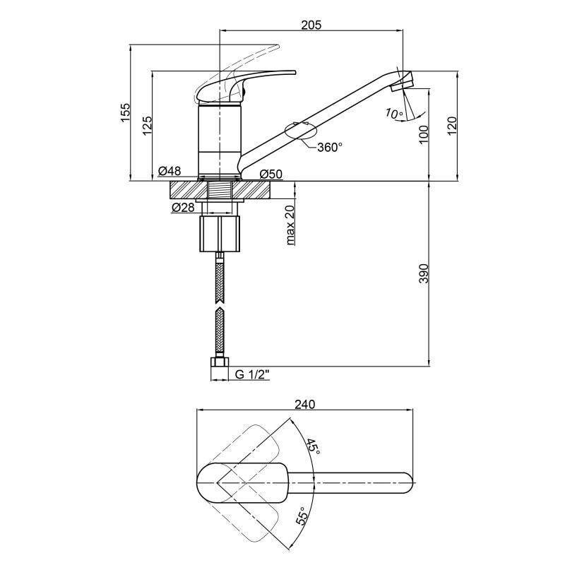 Lidz Змішувач для кухні Mars 003 Хром (LDMAR003CRM34875)