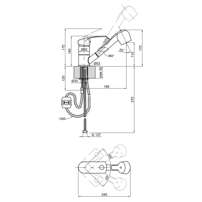 Lidz Змішувач для кухні Mars 011 Хром (LDMAR011CRM34859)