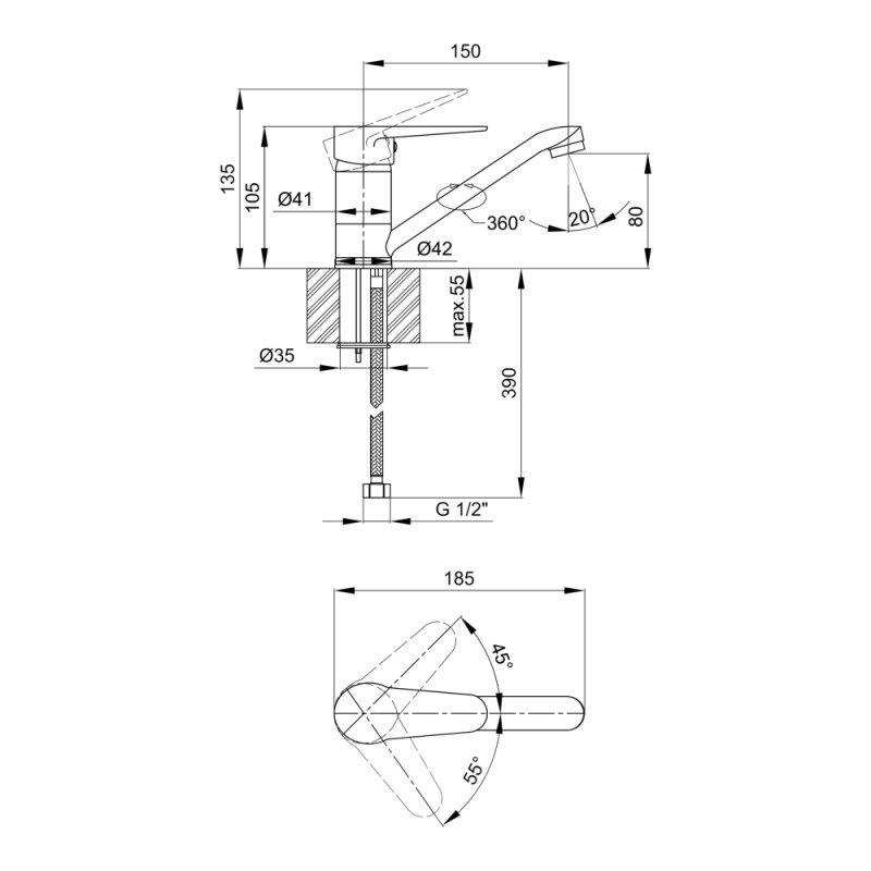 Lidz Змішувач для кухні Nicole 002M Хром (LDNIC002MCRM21879)