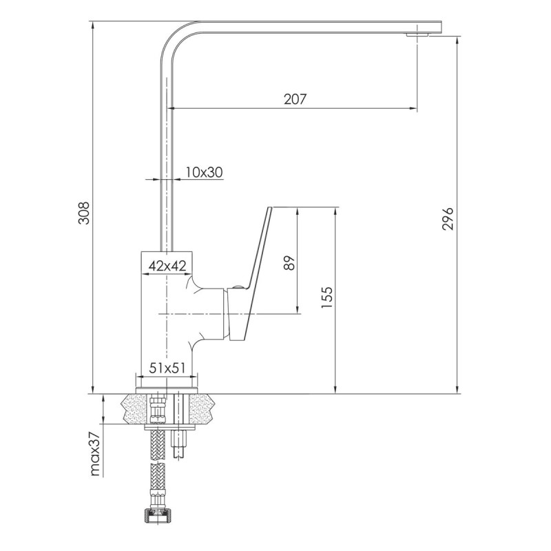 IMPRESE Смеситель для кухни ELANTA, хром, 35 мм (55451)