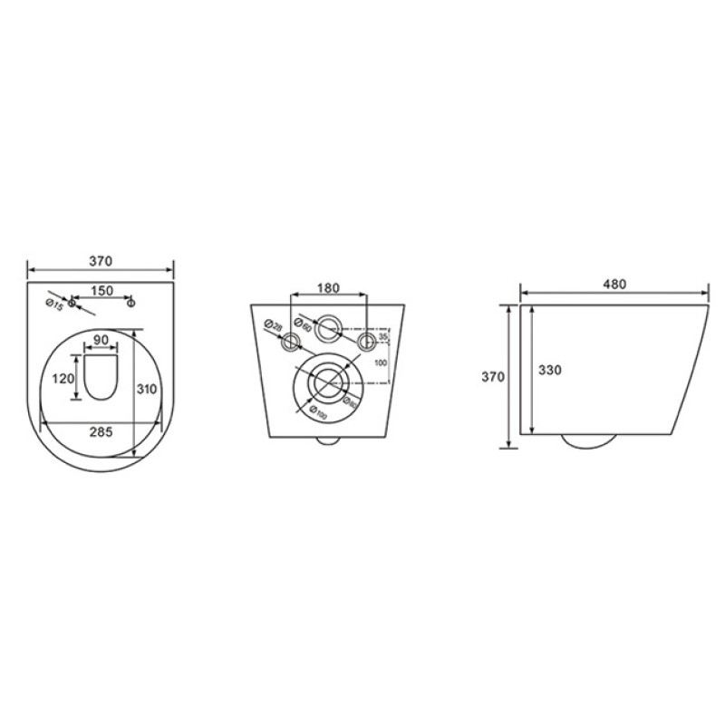 IMPRESE Унитаз подвесной JESS Rimless, черный матовый (i11330MB)