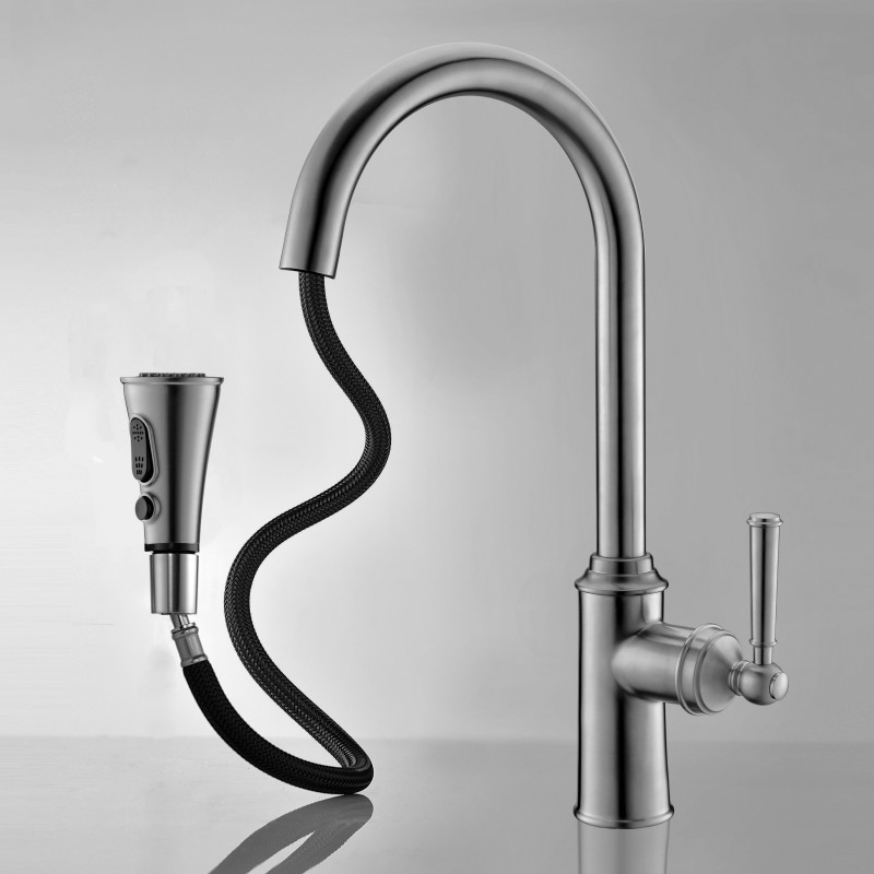 IMPRESE Смеситель для кухни HYDRANT, выдвижная лейка 500 мм, 3 функции, 35 мм (ZMK031806150)