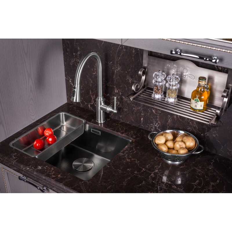 IMPRESE Смеситель для кухни HYDRANT, выдвижная лейка 500 мм, 3 функции, 35 мм (ZMK031806150)