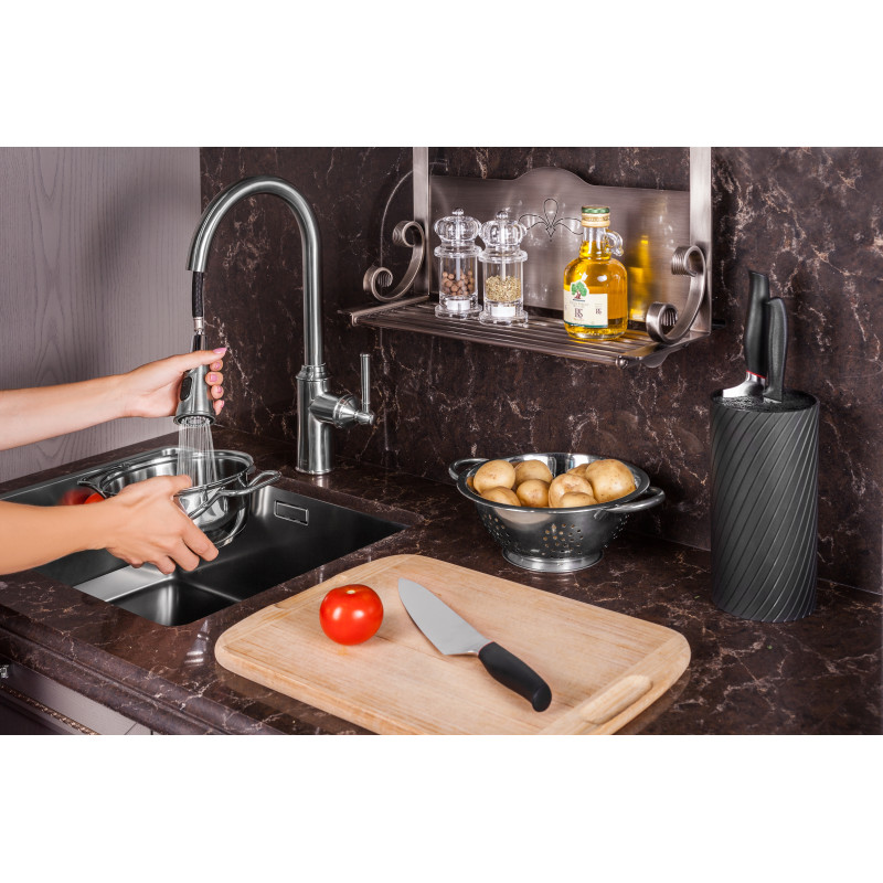 IMPRESE Смеситель для кухни HYDRANT, выдвижная лейка 500 мм, 3 функции, 35 мм (ZMK031806150)