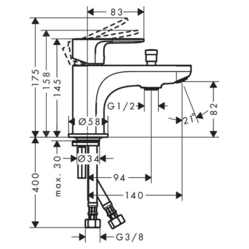 Hansgrohe Смеситель на борт ванны Rebris S Monotrou с переключателем на душ