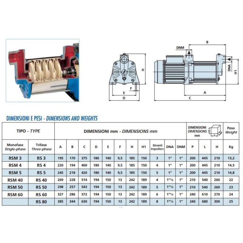 Speroni Горизонтальний багатоступінчастий насос RSM 5 (102190320)