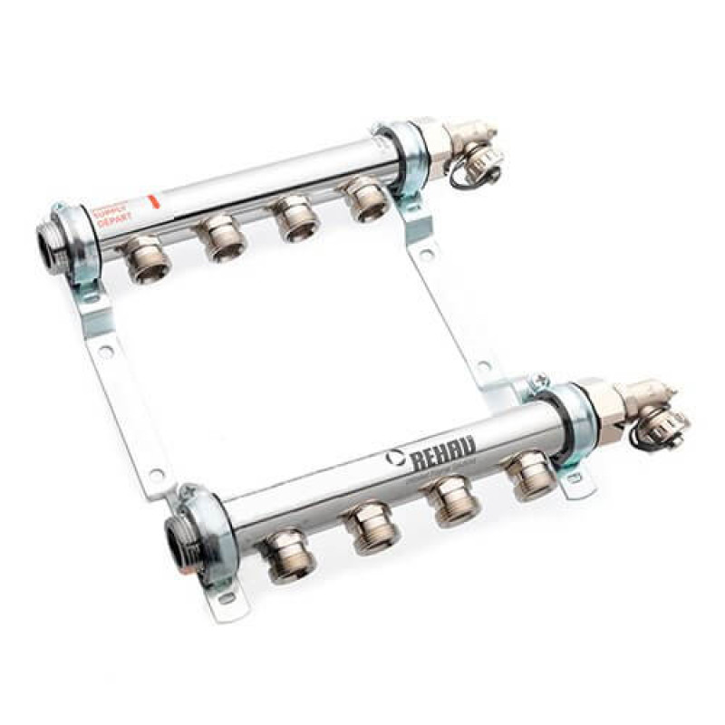 Колектор розподільчий HLV 4 для систем опалення (стальний), 4 конт. 3/4", компл.з 2 шар.кранами 1" (110206001)
