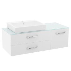 VOLLE LEON комплект меблів 120см, blanco: тумба підвісна зі стільницею, 2 ящики, 1 дверцята + умивальник накладний, (1911.311207)