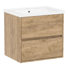 VOLLE TEO комплект меблів 65см дуб крафт: тумба підвісна, 2 ящики + умивальник накладний арт 15-88-060, (15-88-61Dr)