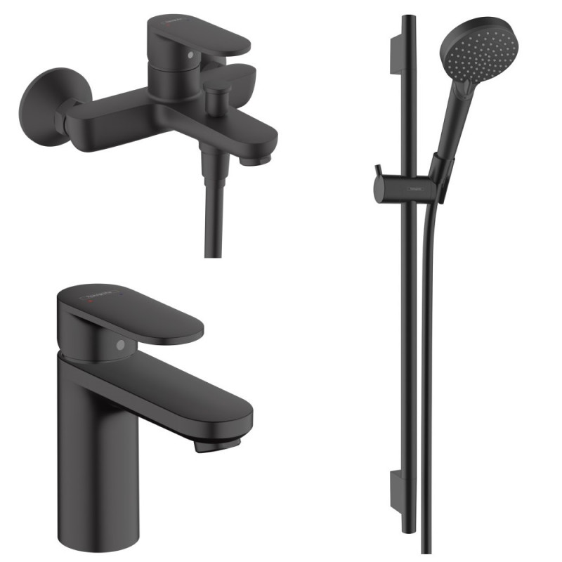 Hansgrohe VERNIS BLENDнабір змішувачів для ванни, раковина 100 (71551670+71440670+26423670), колір чорний матовий, (71551222)