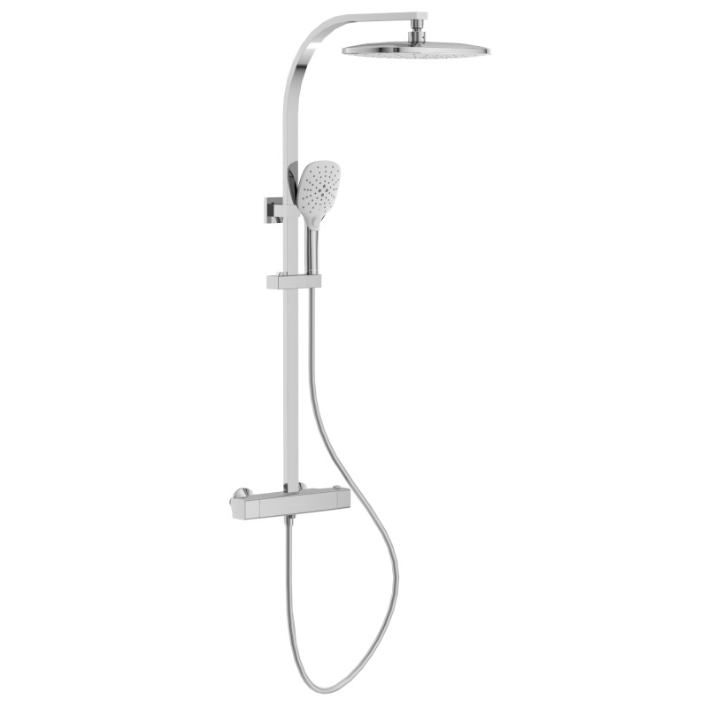 VOLLE SISTEMA D система душова (C, термостат для душа, душ 300*200 мм, лійка 3 режими, шланг 1500 мм PVC), cromo, (1599.090101)