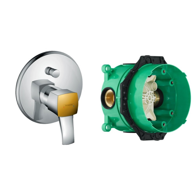 Hansgrohe METROPOL Classic змішувач для ванни одноважільний,прихований монтаж, хром/золото+IBOX universal прихована частина для змішувача, (31345090+01800180)