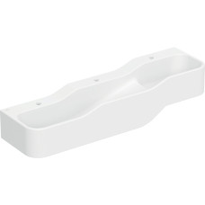 Geberit BAMBINI дитячий умивальник з трьома умивальними зонами, нижчий умивальник ліворуч,140см, отвір для крана в центрі, зліва і справа, альпійський білий, (502.975.00.1)