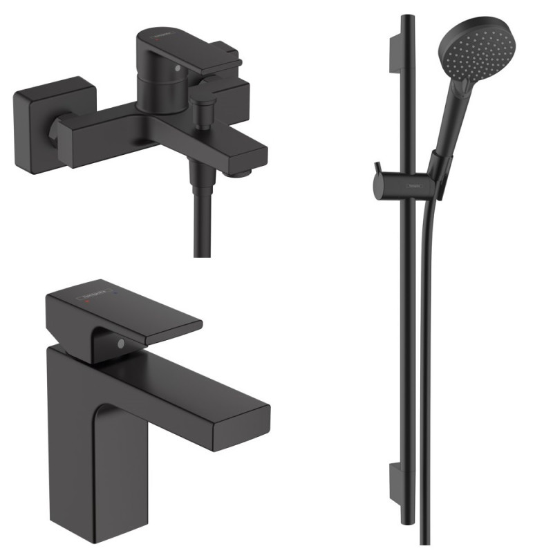 Hansgrohe VERNIS SHAPE набір змішувачів для ванни, раковина 100 (71561670+71450670+26423670), колір чорний матовий, (71561222)
