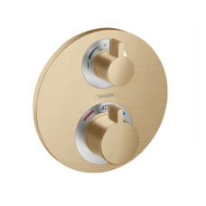 Hansgrohe ECOSTAT S термостат для душа, 2 користувача, із запорним/перемикаючим вентілем, СМ, шлифована бронза, (15758140)