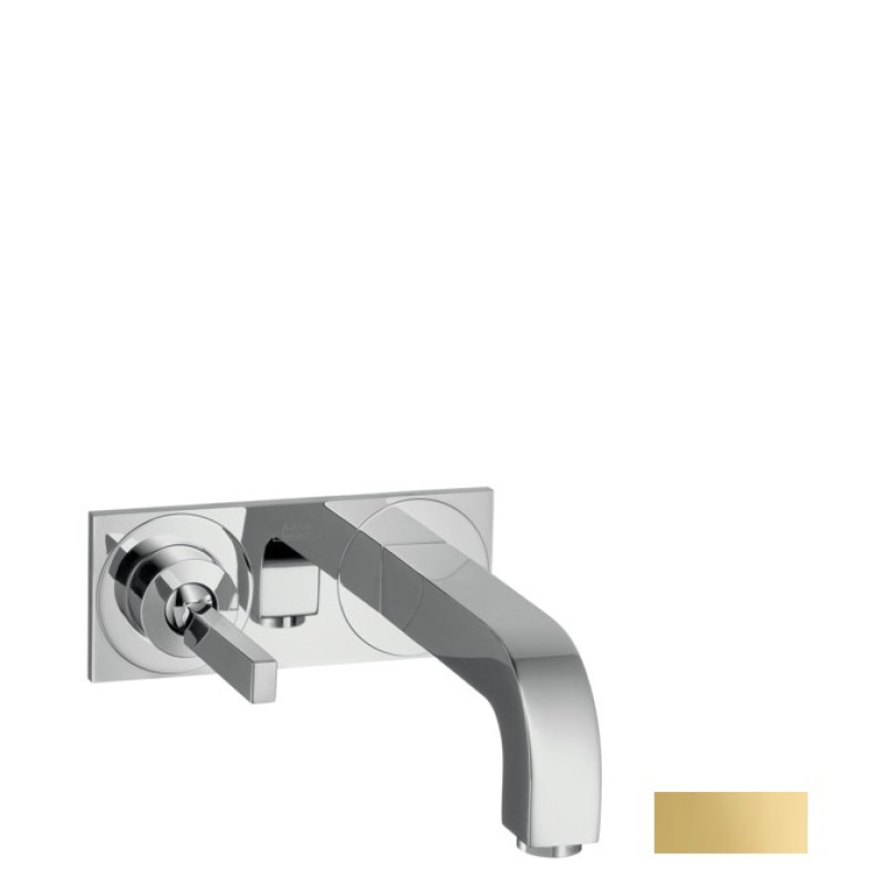 Axor Citterio Змiшувач для раковини, одноважiльний, з панеллю та виливом 225 мм, настiнний монтаж, СМ, колiр покриття полiроване золото, (39115990)