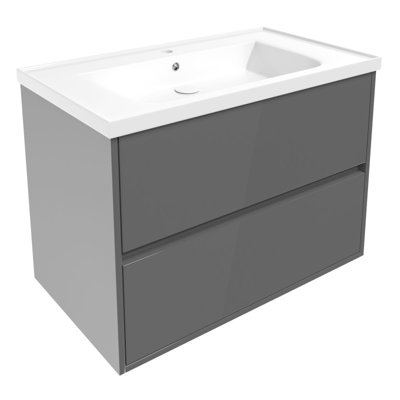 VOLLE TEO тумба 80см подвесная, 2 ящика, серая, (15-88-80G)