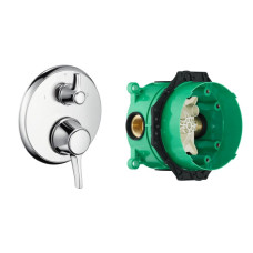 Hansgrohe Ecostat Classic Термостат с запорным/ переключающим вентилем+IBOX universal скрытая часть для смесителя, (15753000+01800180)