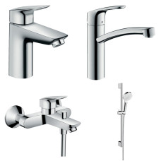 Hansgrohe LOGISнабір змішувачей для ванни, умивальник 100 + кухня (7110000+7140000+26533400+31806000), (1312019)