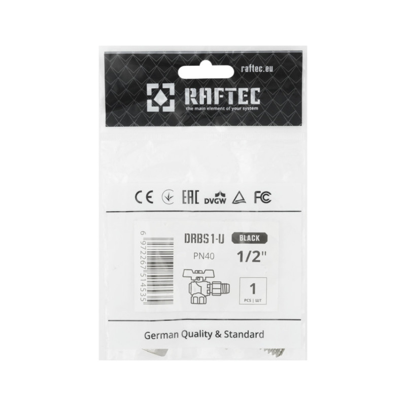 Raftec Кран кульовий BLACK DN15 НВ 1/2" метелик DRBS1-U