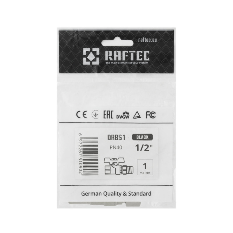 Raftec Кран кульовий з американкою BLACK PN15 ВЗ 1/2