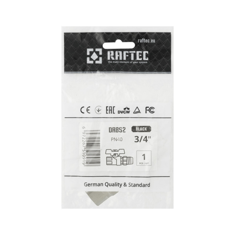 Raftec Кран кульовий з американкою BLACK PN40 ВЗ 3/4" метелик DRBS2